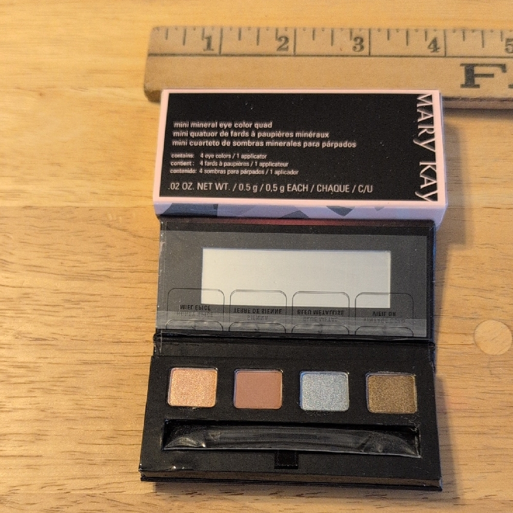 MaryKay Mini Mineral EyeColor Quad-Honey Spice, Sienna, Blue Metal, Vintage Gold